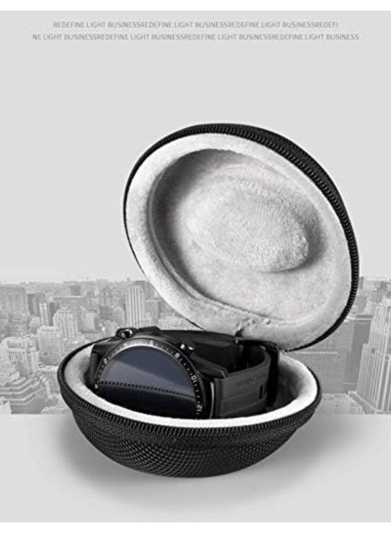 ZedAura Portable Single Watch Travel Case Durable Polyester Fiber Watch Storage Box with Fabric Lining Shockproof Organizer for Men's & Women's Wrist watches & Accessories, Watch Case (Round) - Image 3